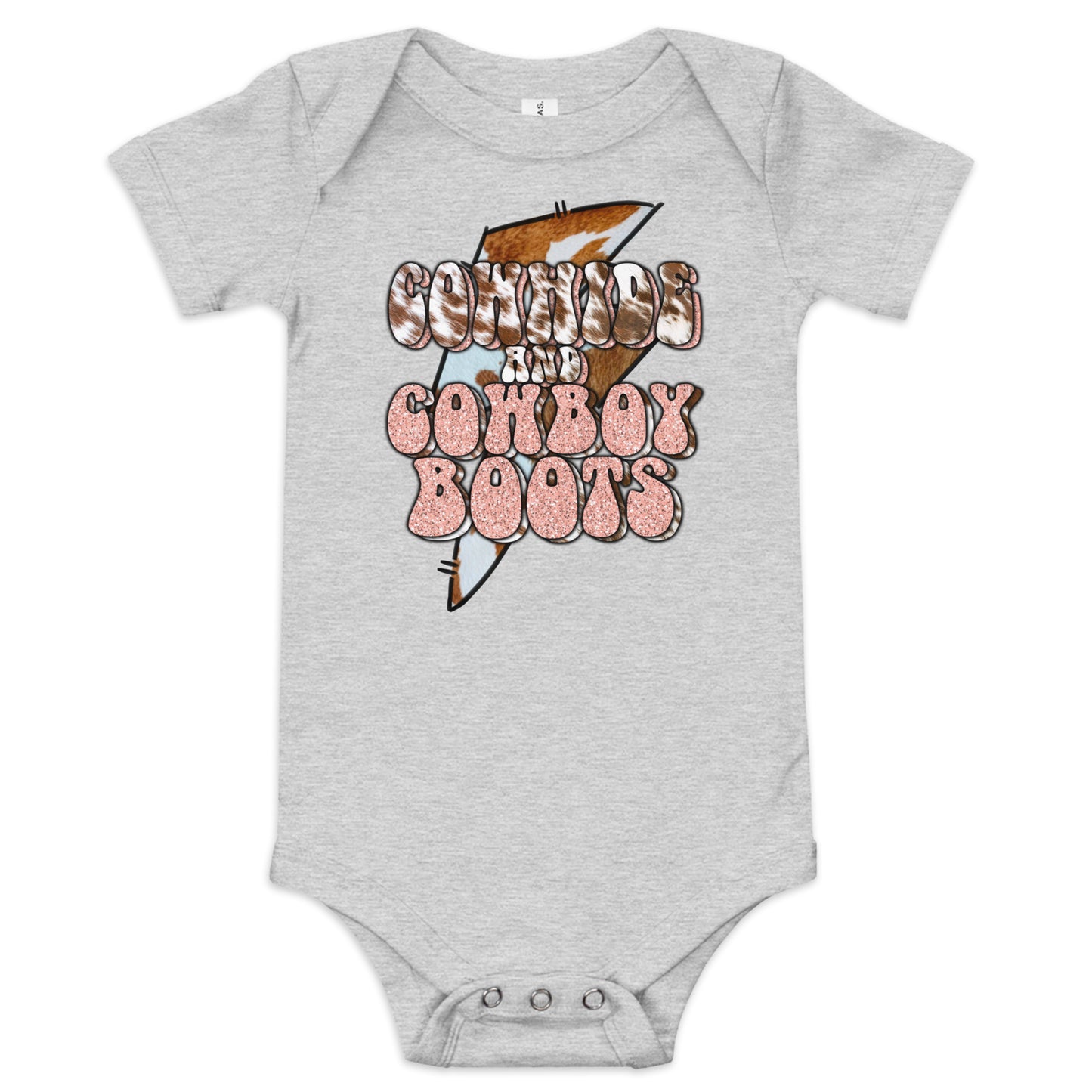 Cowhide and Cowboy boots baby onesie