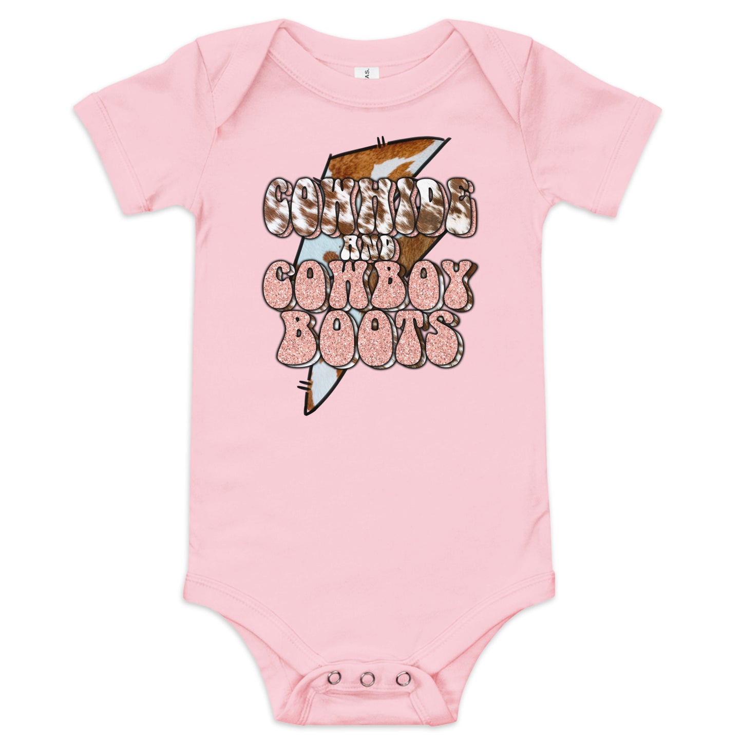 Cowhide and Cowboy boots baby onesie