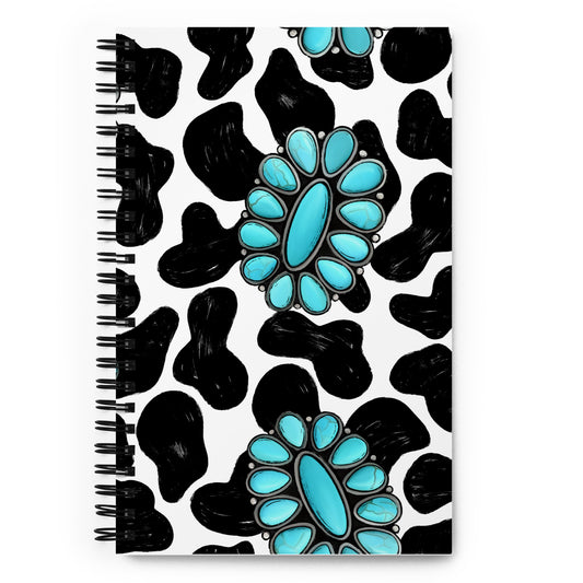 Cow and Turquoise Spiral notebook