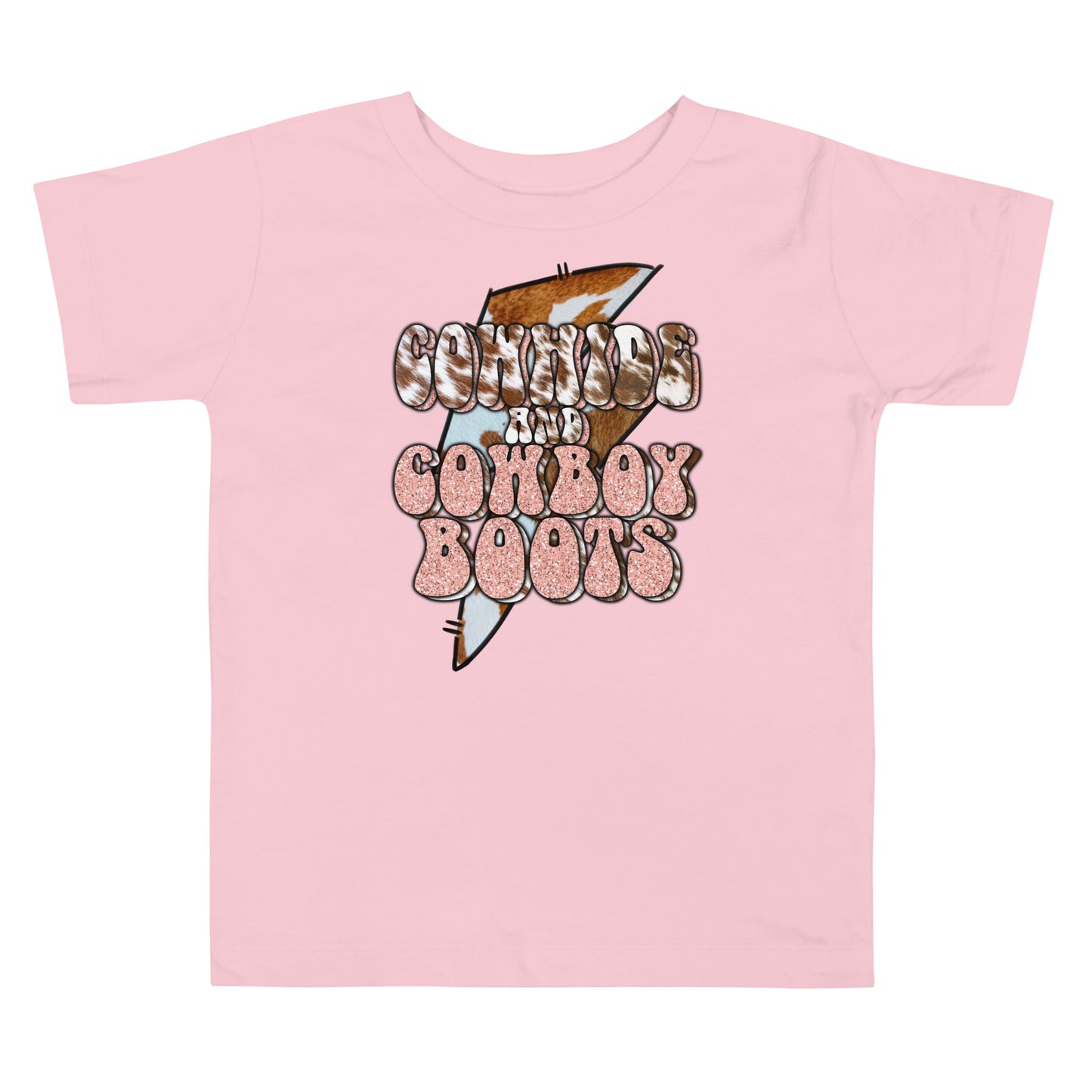 Cowhide and Cowboy boots toddler t-shirt