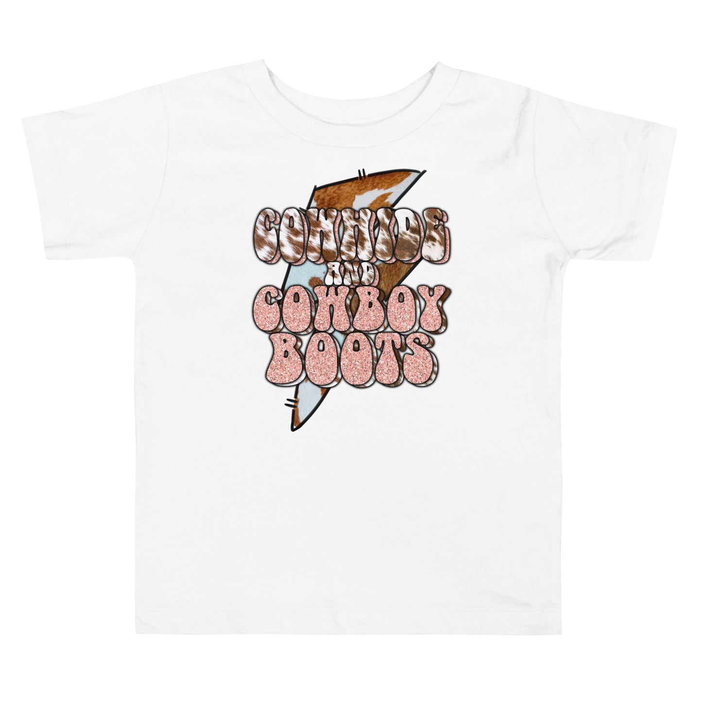 Cowhide and Cowboy boots toddler t-shirt