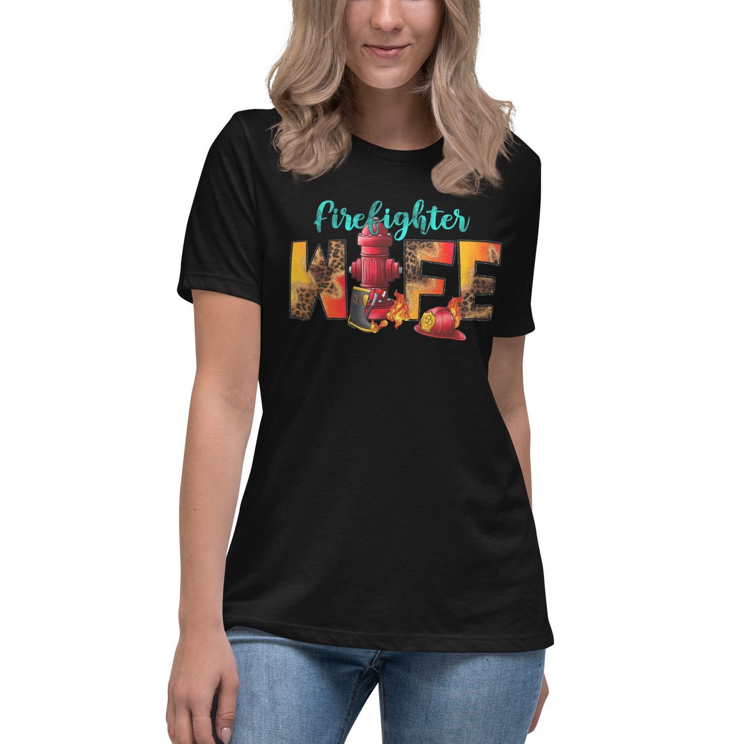 Women's relaxed fit t-shirt firefighter wife