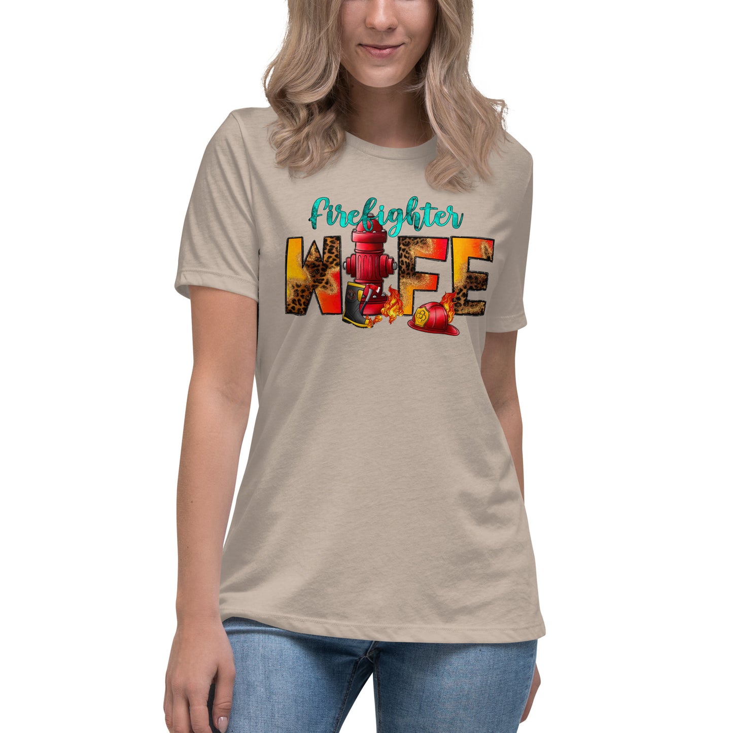 Women's relaxed fit t-shirt firefighter wife