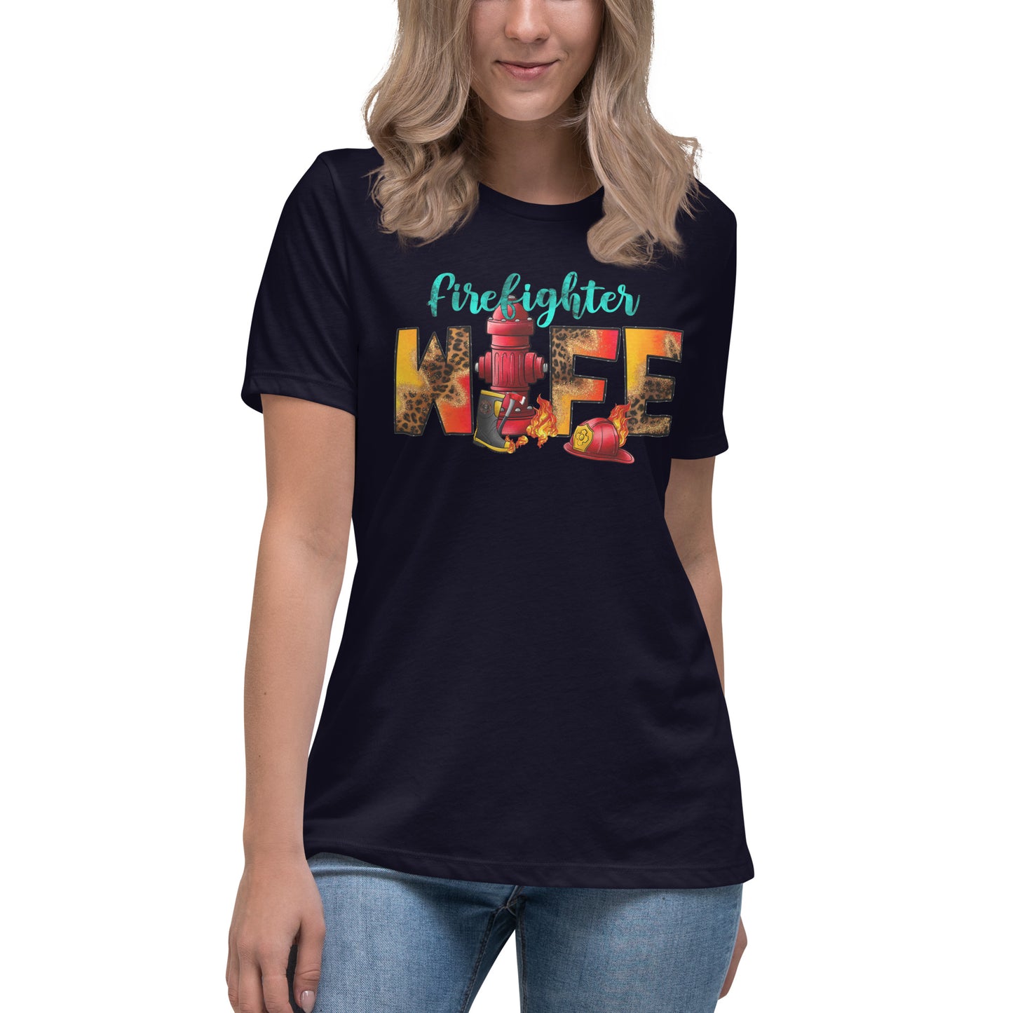 Women's relaxed fit t-shirt firefighter wife