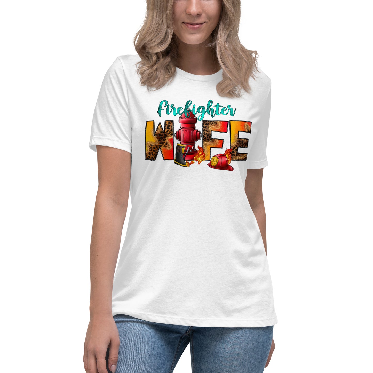 Women's relaxed fit t-shirt firefighter wife